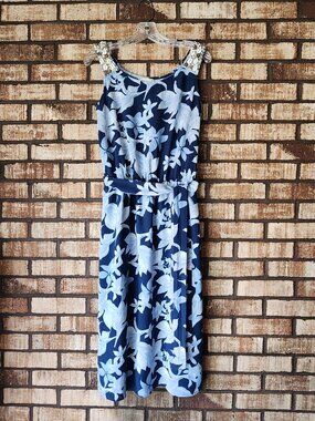 Cloth & Portrait Dress Floral with Shell and Pearl Accent Sleeveless Size Large